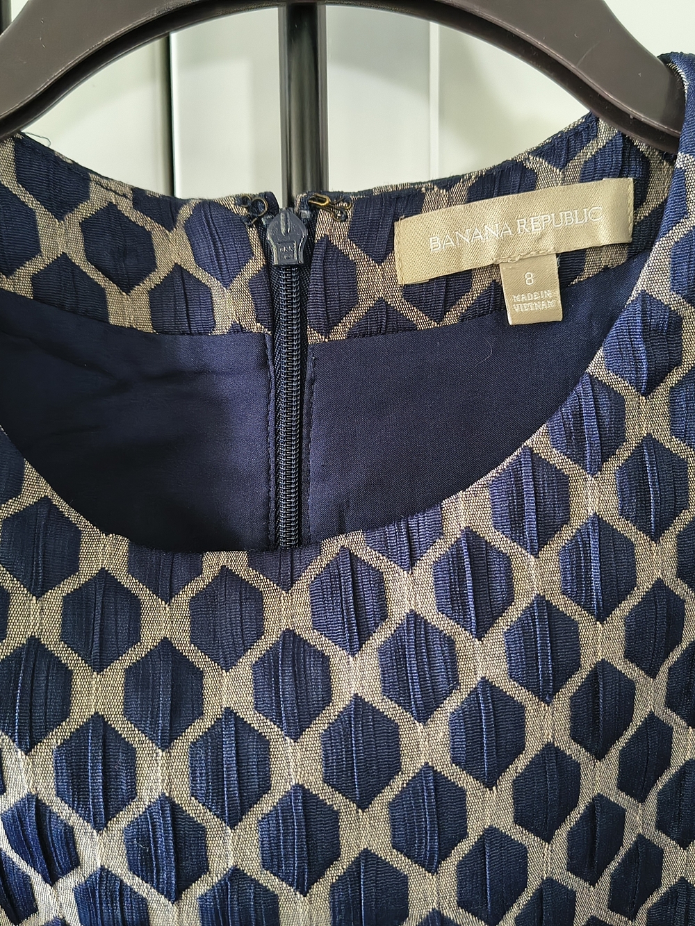 Banana Republic Navy & Gold Geometric Dress